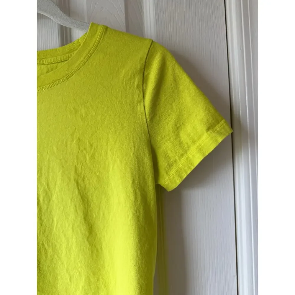 J.Crew Essential Tee Womens Small Neon Yellow Short Sleeve Crewneck 100% Cotton - Picture 3 of 10